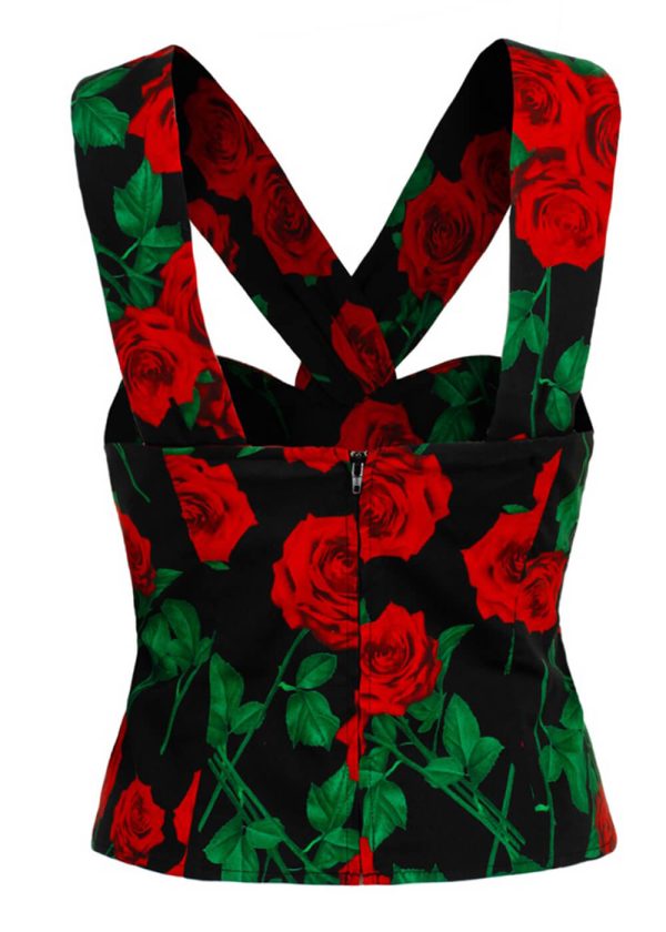 Hell Bunny Dolce Vita Roses 50 s Top Schwarz Jetzt online – Bild 5