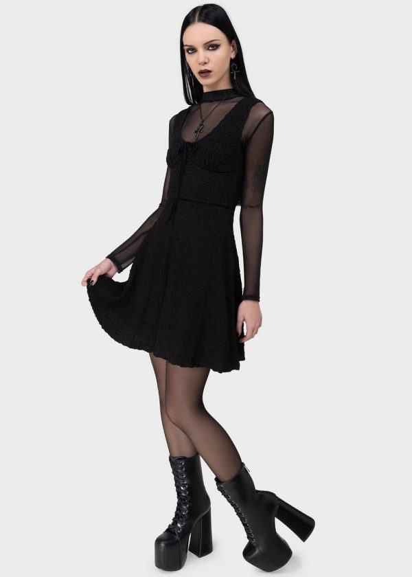 Killstar Enchanted Fang Spider Kleid Schwarz Rabatt – Bild 4