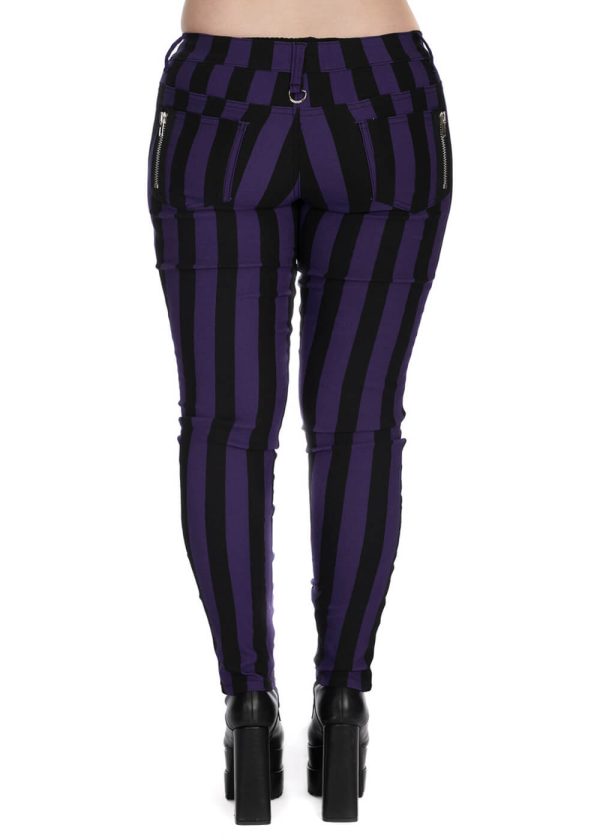 Banned Alternative Forever Striped Hose Lila Schwarz Online-Verkauf – Bild 2