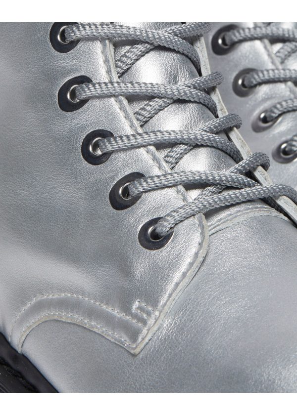 Dr. Martens Jadon Metallic Leder Platform Stiefel Silber Angebot – Bild 4