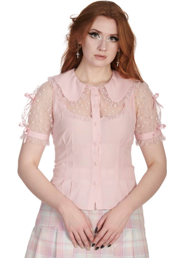 Banned Alternative Naomi Hearts 40 s Bluse Rosa Mode
