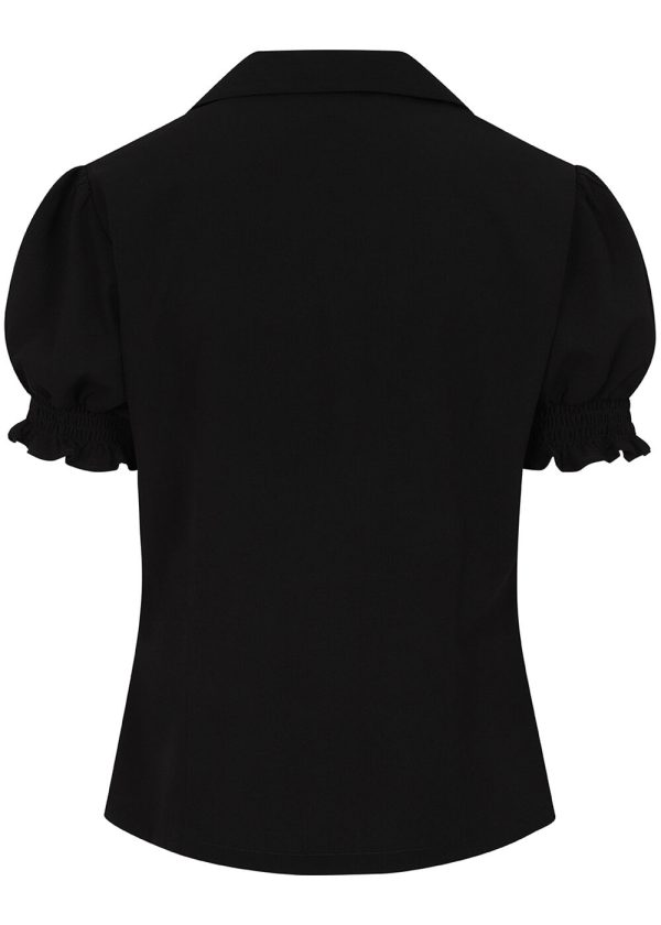 Banned Cherry Button 40 s Bluse Schwarz Jetzt online – Bild 3
