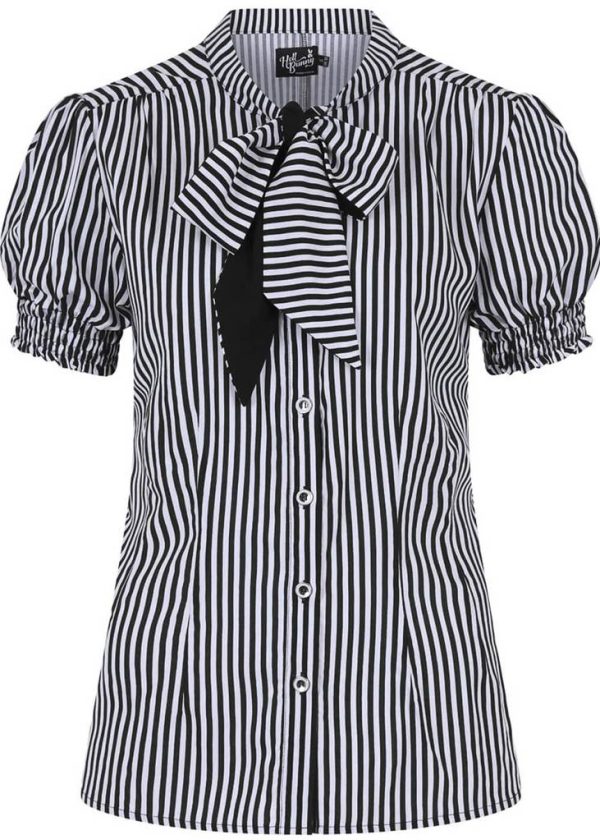 Hell Bunny Humbug 40 s Bluse Schwarz Weiß Mode