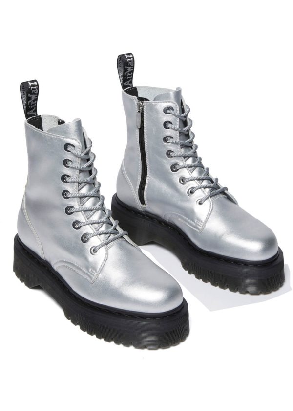Dr. Martens Jadon Metallic Leder Platform Stiefel Silber Angebot – Bild 5