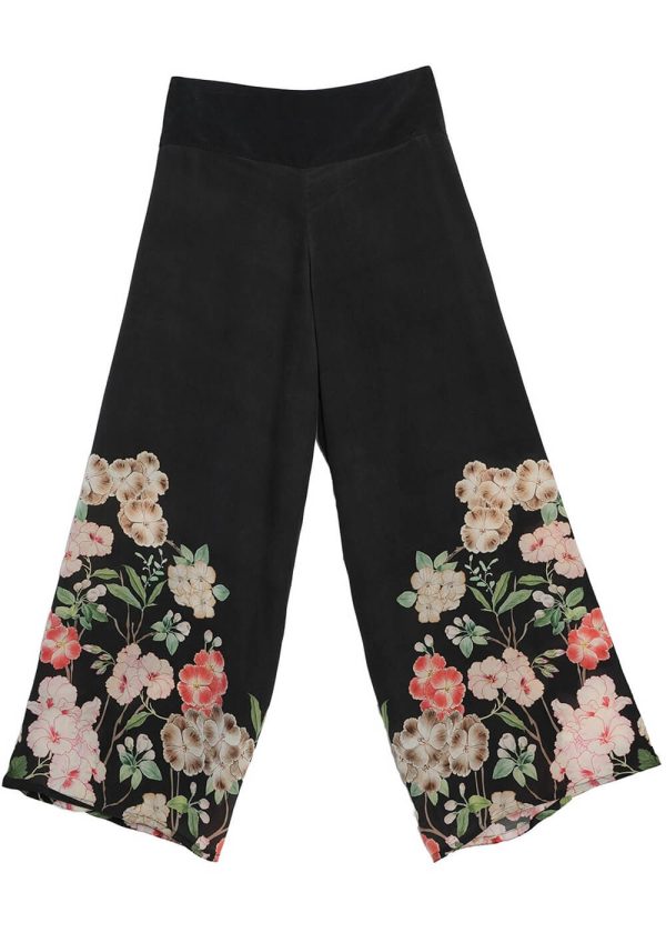 One Hundred Stars Trailing Blossom Palazzo Hose Schwarz Mode – Bild 2