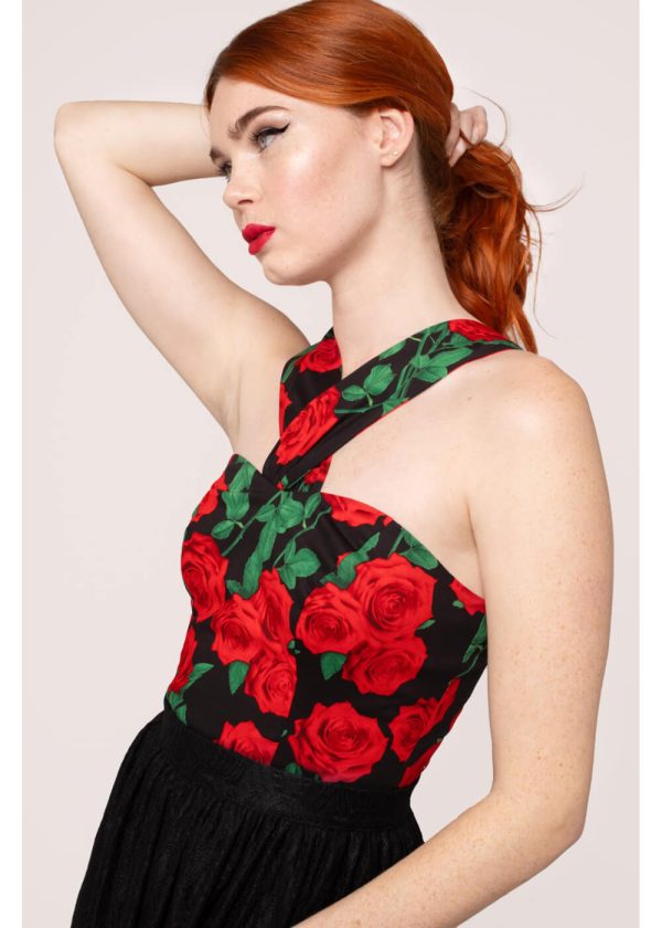 Hell Bunny Dolce Vita Roses 50 s Top Schwarz Jetzt online – Bild 3