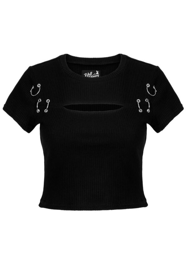 Hell Bunny Taylor 80 s Top Schwarz Mode