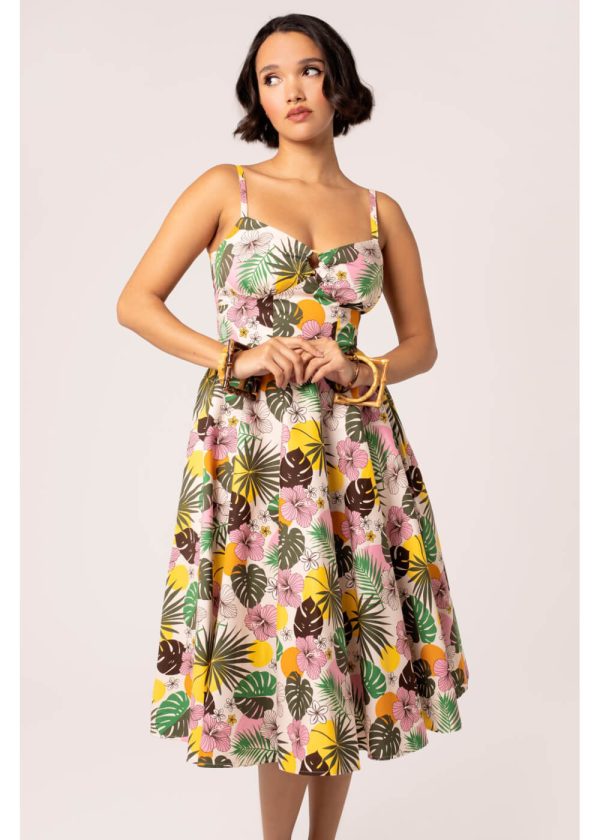 Hell Bunny Benita Tiki 50 s Swingkleid in Beige Jetzt online – Bild 4