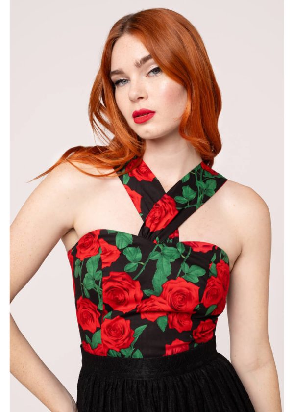 Hell Bunny Dolce Vita Roses 50 s Top Schwarz Jetzt online – Bild 2