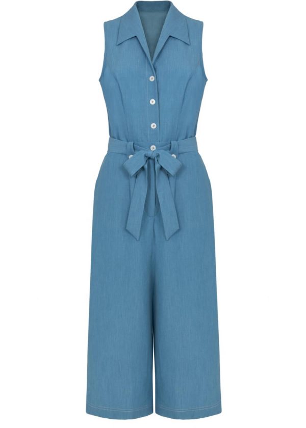 Hell Bunny Rylee Jumpsuit Blau Im Angebot
