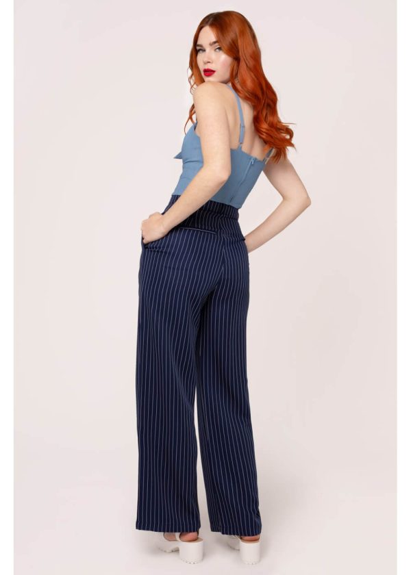 Hell Bunny Costello Pinstripe 40 s Hose Navy Mode – Bild 3