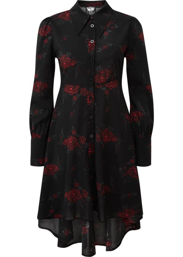 Killstar Pandora Rose Shirt 70er Jahre Kleid Schwarz Online-Verkauf – Bild 3