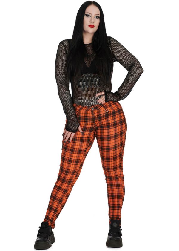 Banned Alternative Forever Check Hose Orange Schwarz Rabatt – Bild 2