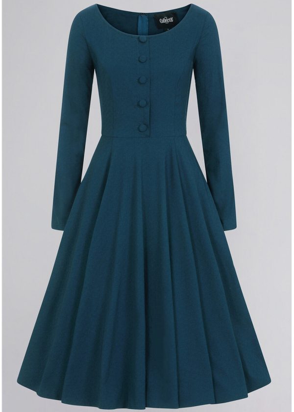 Collectif Edith 50 s Swingkleid Teal Mode – Bild 2