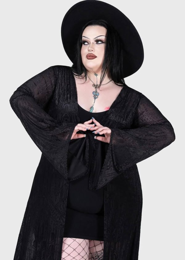 Killstar Blessing In Demise Velvet Duster Schwarz Mode – Bild 2