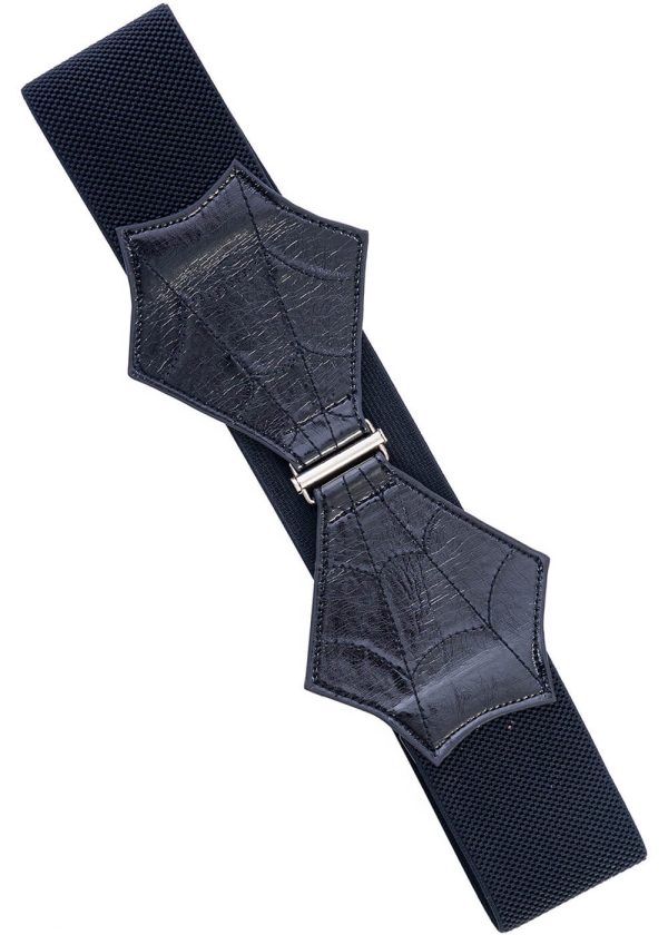 Banned Alternative Spiderweb Bow Elastischer Gürtel Schwarz Zu verkaufen