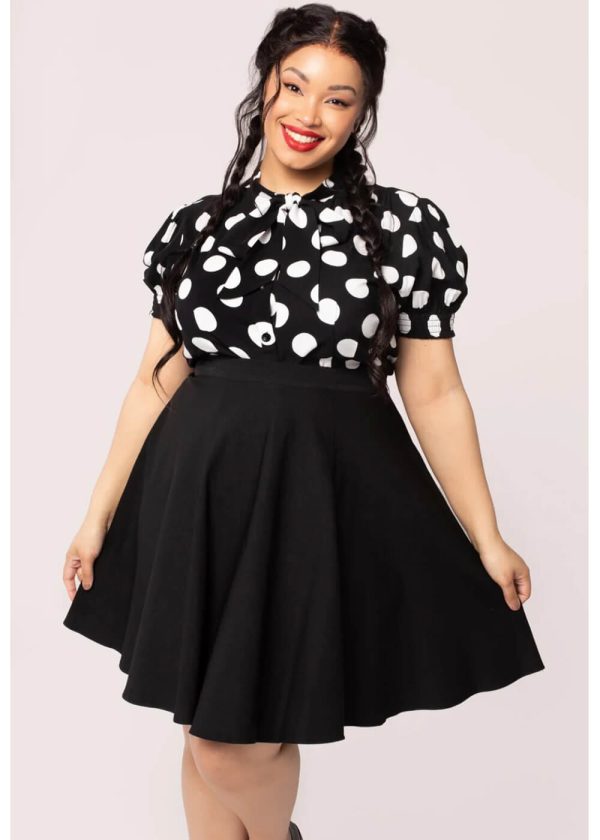 Hell Bunny Dolores Polkadot 40 s Blouse Schwarz Mode – Bild 4