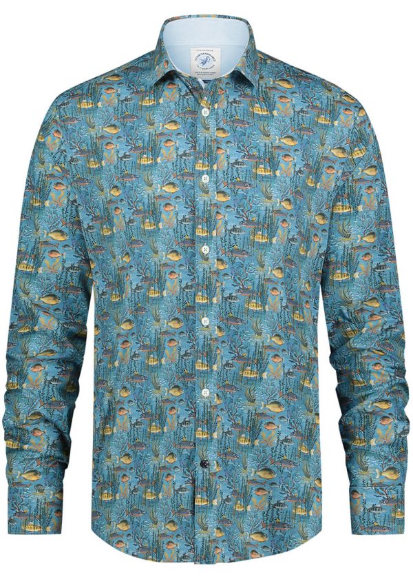 A Fish Named Fred Fish Coral Hemd Blau Schn?ppchen