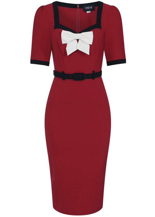 Collectif Sadie 50 s Etuikleid Rot Schn?ppchen