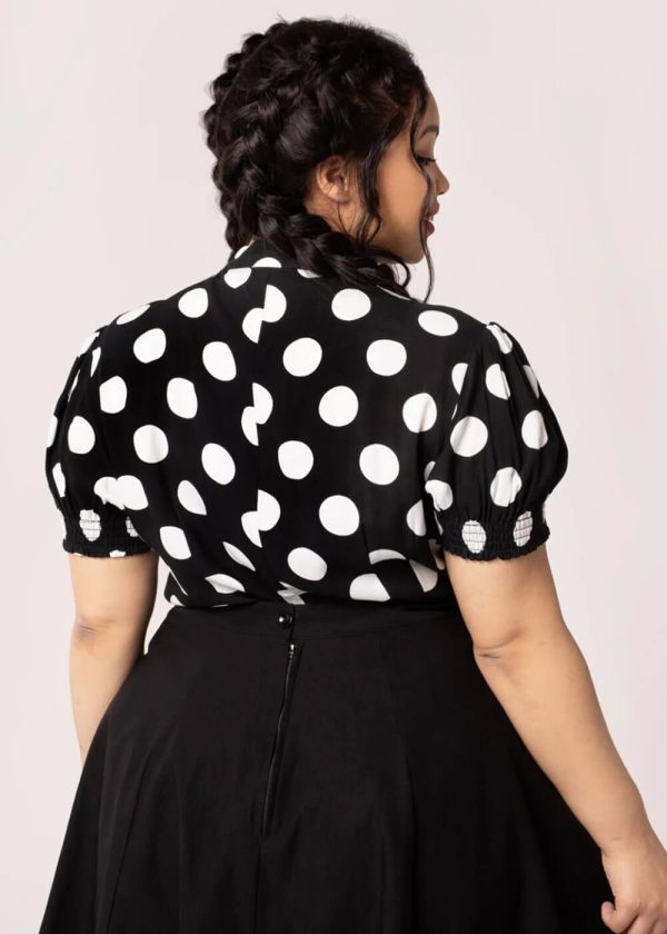 Hell Bunny Dolores Polkadot 40 s Blouse Schwarz Mode – Bild 5