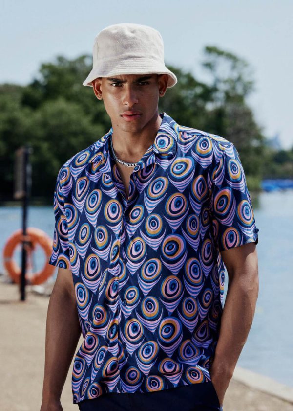 Ben Sherman Psychadelic Shirt Lila Im Angebot