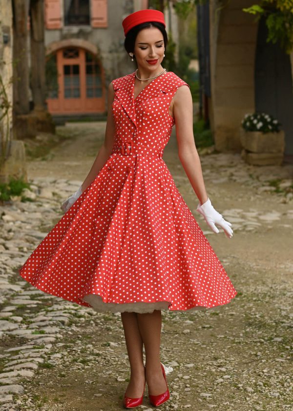 Hearts & Roses Hannah Polkadot 50 s Swingkleid Rot Mode – Bild 4