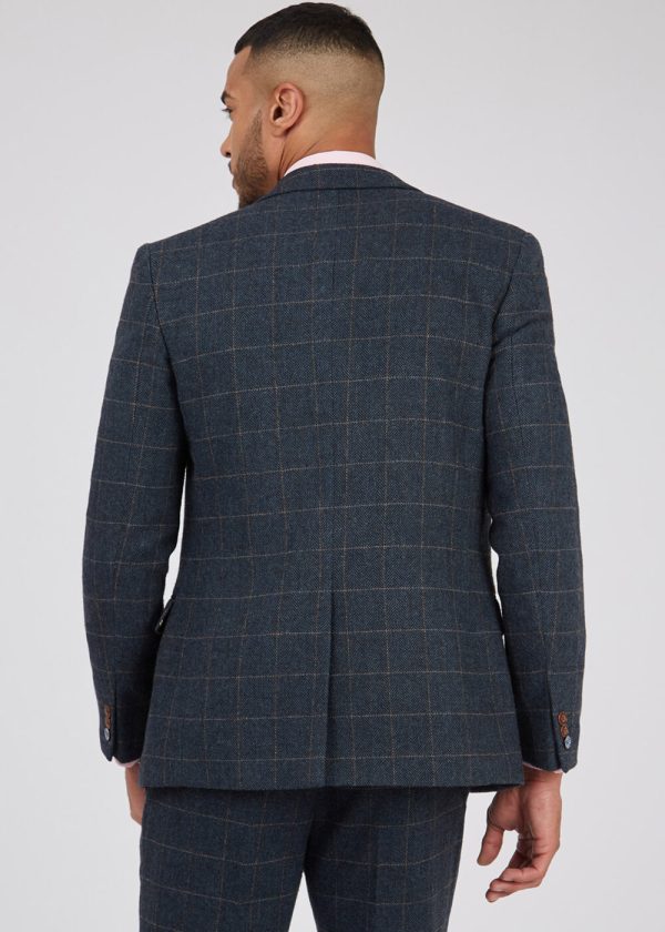 Antique Rogue Herren Dax Herringbone Jacke Colbert Teal Verkauf – Bild 4