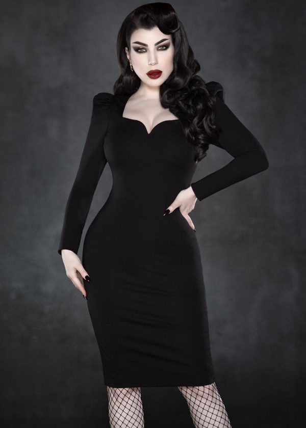 Katakomb Femme Fatal Etuikleid Schwarz Im Angebot