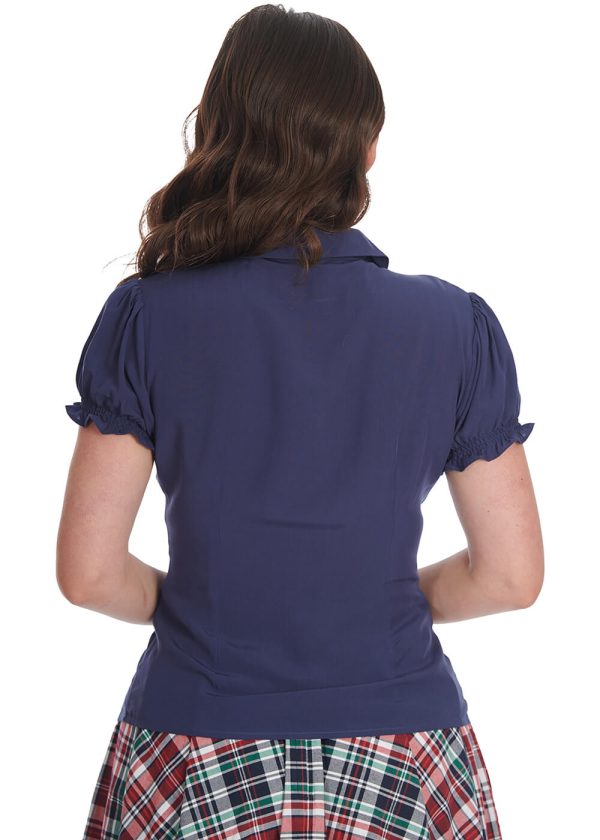 Banned Betsy Bloom 40 s Bluse Navy Im Angebot – Bild 2