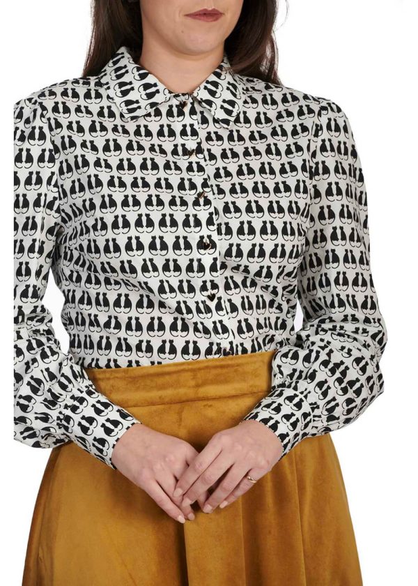 Banned Cat Queen 60 s Bluse Weiß Online-Schn?ppchen – Bild 2