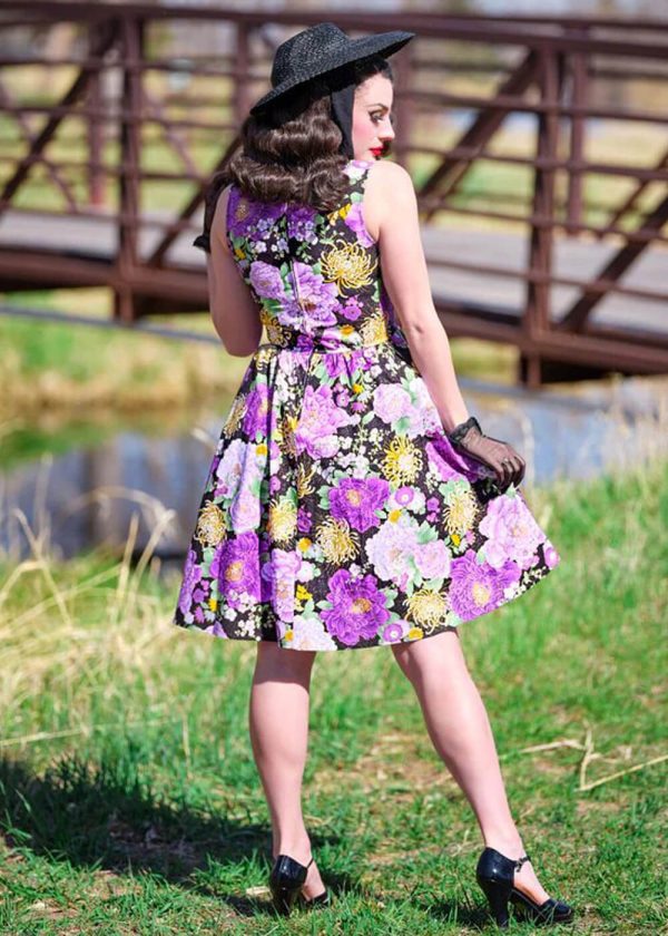 Retrolicious Vintage Floral 50 s Swingkleid Lilac Online – Bild 3
