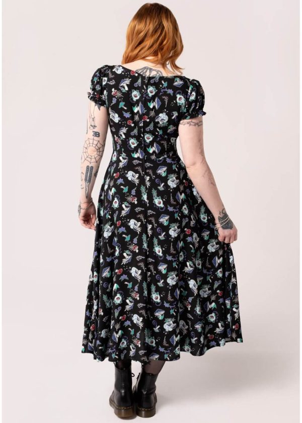 Hell Bunny Amanita Mushroom 70 s Midi Kleid Schwarz Online-Schn?ppchen – Bild 3