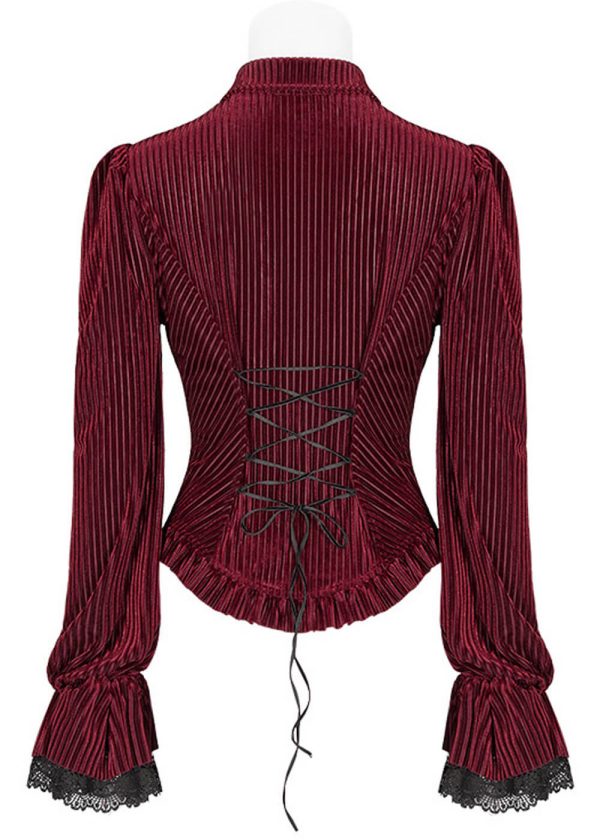 Punk Rave The Manor Velvet Bluse Rot Zu verkaufen – Bild 2