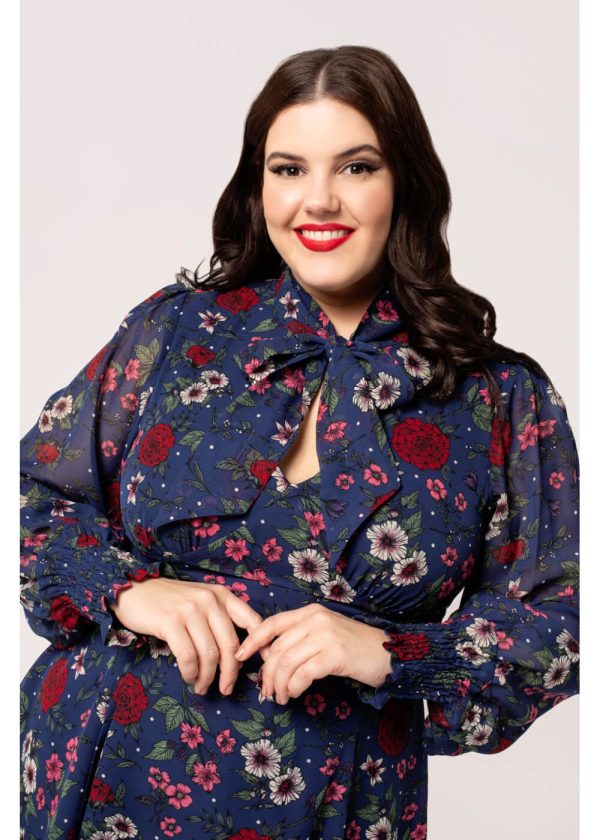 Hell Bunny Camellia Flowers 60 s Mini Kleid Navy Angebot – Bild 5