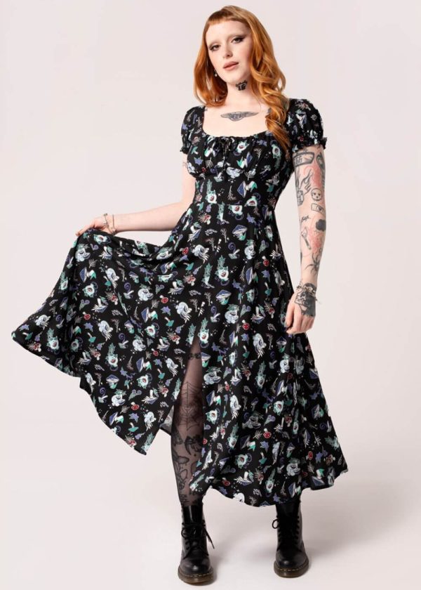 Hell Bunny Amanita Mushroom 70 s Midi Kleid Schwarz Online-Schn?ppchen
