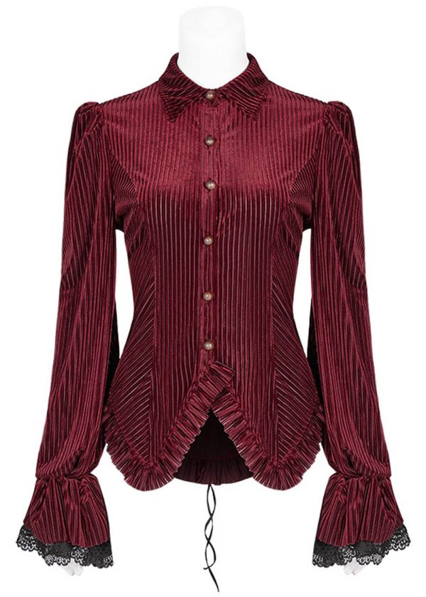 Punk Rave The Manor Velvet Bluse Rot Zu verkaufen