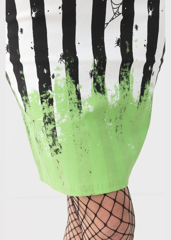 Killstar x Beetlejuice Distressed Stripe Bodycon Kleid Schwarz Weiß Zu verkaufen – Bild 3
