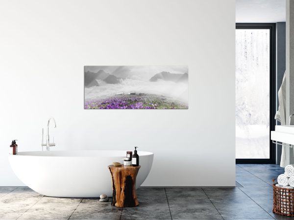 Krokusse  Berge, Glasbild Panorama Mode – Bild 4