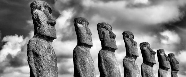 Moai Statuen auf den Osterinseln, Glasbild Panorama Verkauf – Bild 5