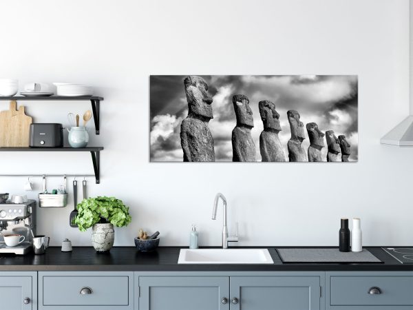 Moai Statuen auf den Osterinseln, Glasbild Panorama Verkauf – Bild 3