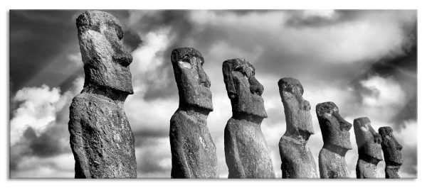 Moai Statuen auf den Osterinseln, Glasbild Panorama Verkauf
