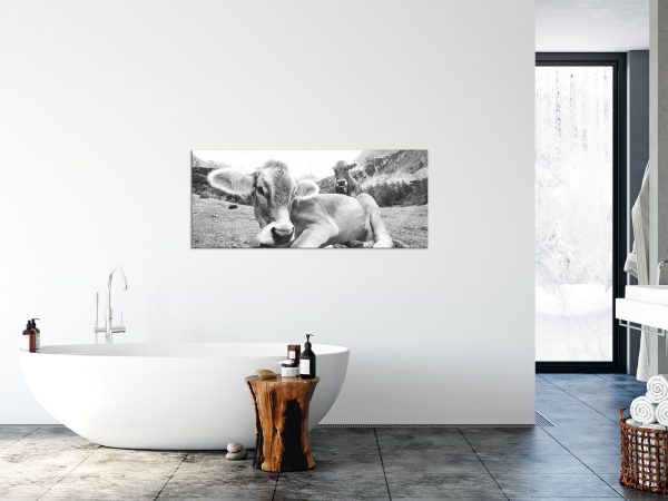 Almkuh in den Bergen, Glasbild Panorama Verkauf – Bild 4